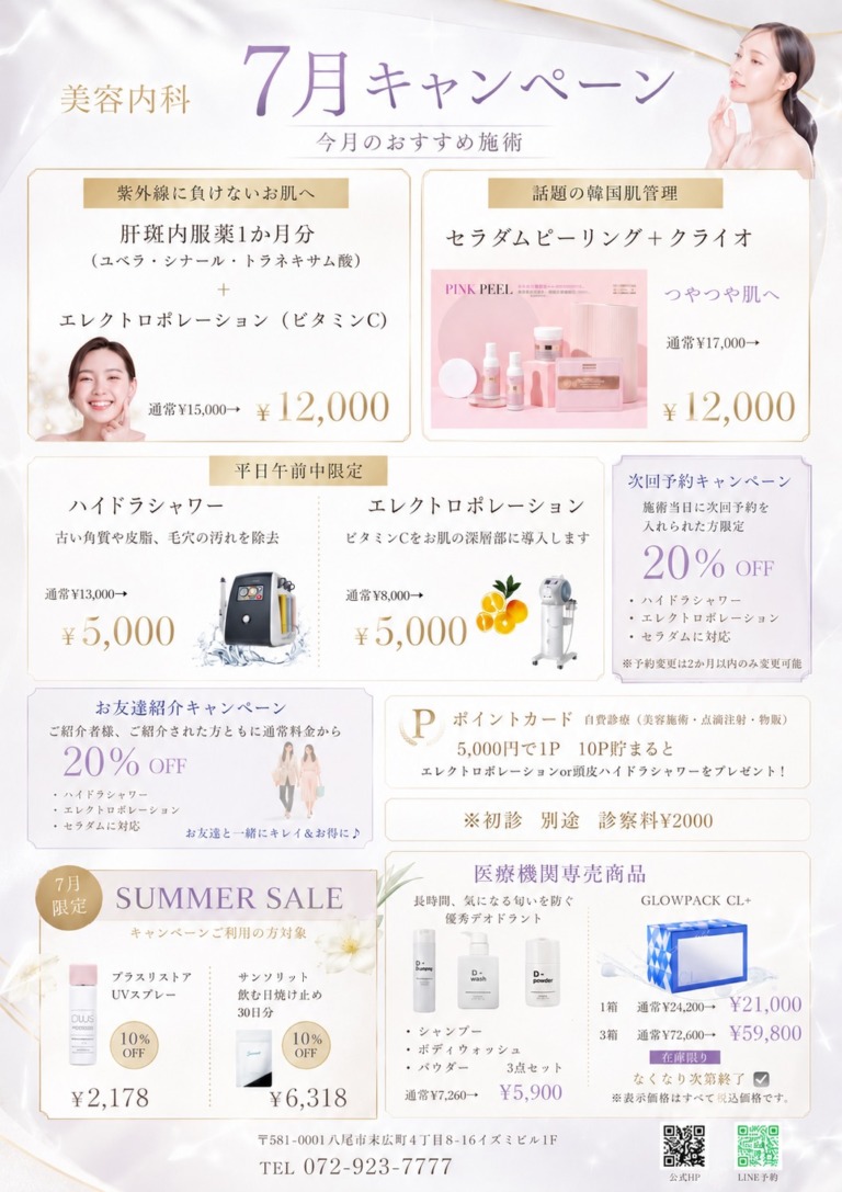 7月の医療脱毛・美容キャンペーン！